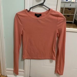 Coral pink long sleeve, semi cropped